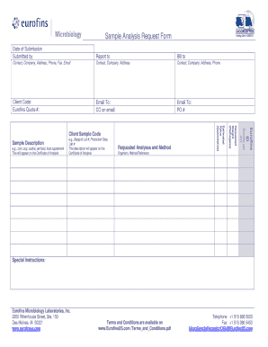 Sample Analysis Request Form - Eurofins US