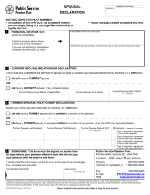 Spousal Pension Plan Declaration Form