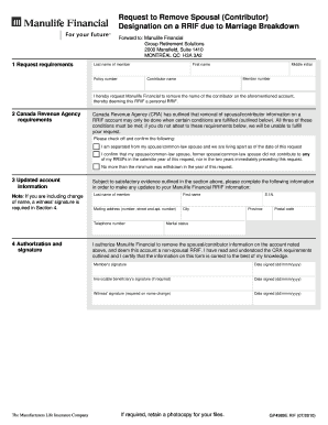 Request to Remove Spousal Designation on RRIF