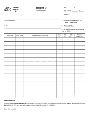 Maryland Schedule C Cigarette Tax Form