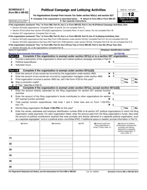 IRS Schedule C Political Campaign and Lobbying Activities Form 990