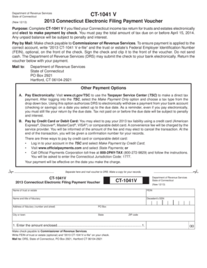 2013 Connecticut Electronic Filing Payment Voucher