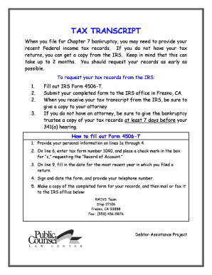 IRS Form 4506-T Request