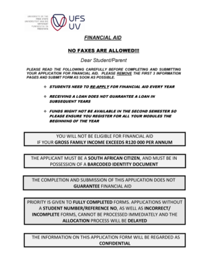 South African Financial Aid Application Form