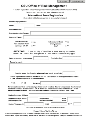 OSU International Travel Registration Form