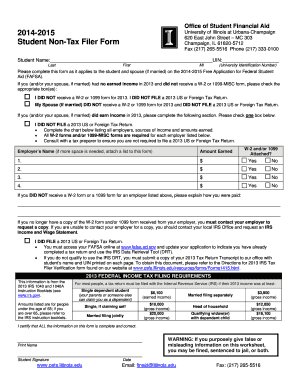 University of Illinois Student Non-Tax Filer Form