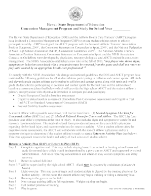 Hawaii Concussion Management Program Form