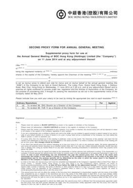 Second Proxy Form for Annual General Meeting