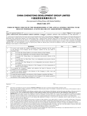 Proxy Form for Annual General Meeting