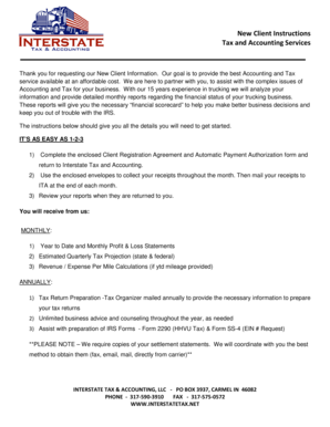 Client Registration Agreement for Trucking Tax Services