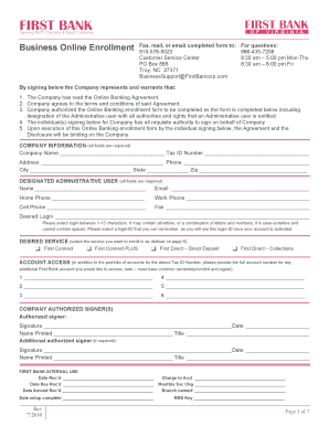 Business Online Banking Enrollment Form