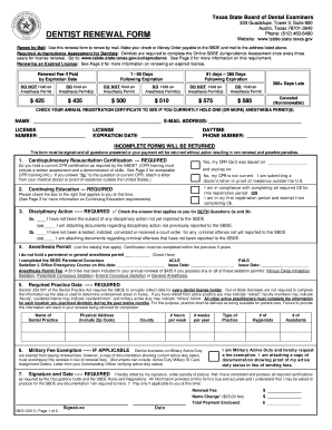 Texas Dentist Renewal Form
