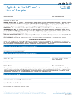 Texas Disabled Veteran’s or Survivor’s Property Tax Exemption Form