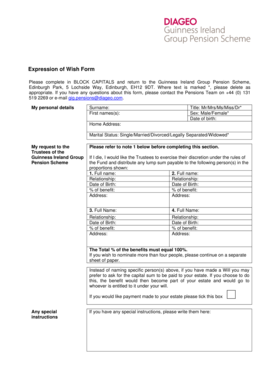 Expression of Wish Form