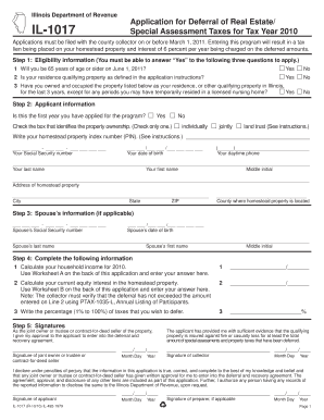 Illinois Senior Citizens Real Estate Tax Deferral Application