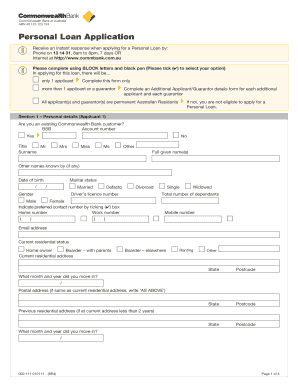 Commonwealth Bank Personal Loan Application