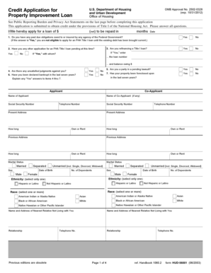 HUD-56001 Property Improvement Loan Application