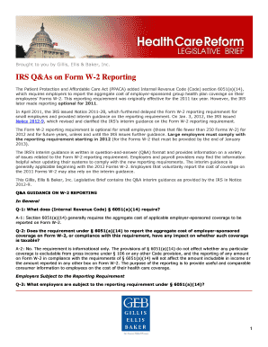 IRS Q&amp;As on Form W-2 Reporting - Gillis, Ellis &amp; Baker
