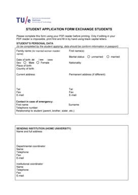 Student Application Form for Exchange Students