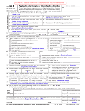 IRS Form SS-4 Application for Employer Identification Number
