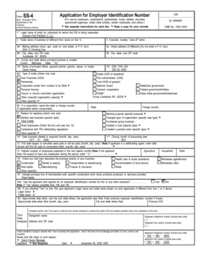 IRS Form SS-4 Application for Employer Identification Number