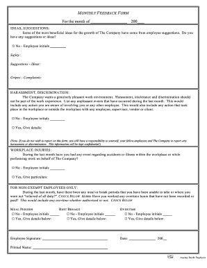 Feedback format for employees - employers feedback form