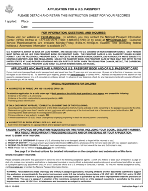 US Passport Application Form DS-11
