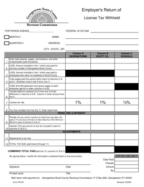 Employer's Return of License Tax Withheld