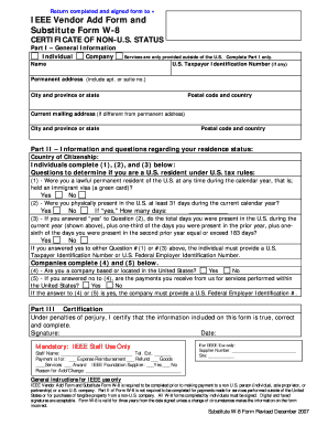 What is a w8 form - Substitute Form W-8 - IEEE Signal Processing Society - signalprocessingsociety