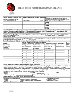 Free and Reduced Price School Meals Family Application