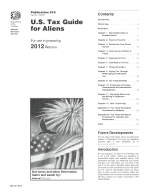 IRS Publication 519 Tax Guide for Aliens