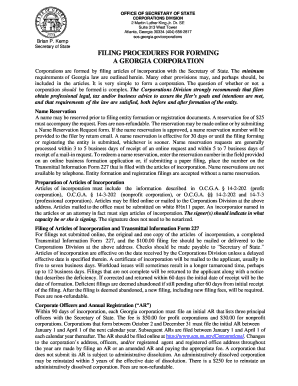 Georgia Articles of Incorporation