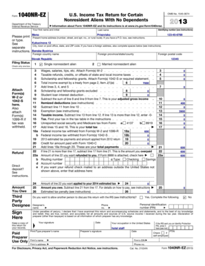 Form 1040NR-EZ US Nonresident Alien Tax Return