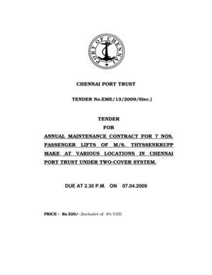 Chennai port trust tender for annual maintenance bb - Port of Chennai
