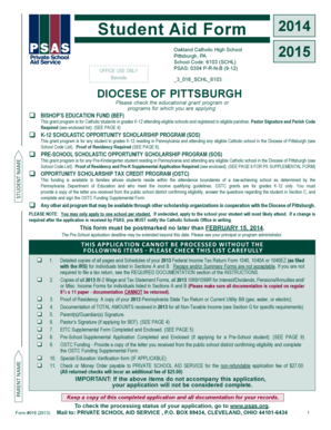 Student Aid Form 2014