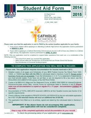 Student Aid Form 2014