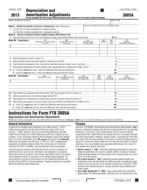 California Depreciation and Amortization Adjustments Form 3885A