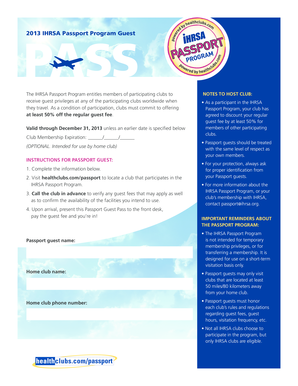 IHRSA Passport Program Guest Form