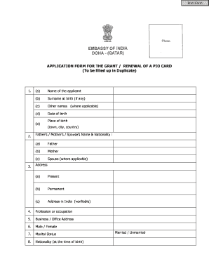 Application Form for PIO Card Grant/Renewal