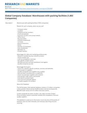 Global Company Database Order Form