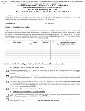 2014-2015 Institutional Verification Form