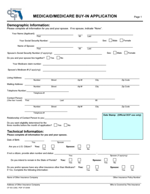 Medicaid/Medicare Buy-In Application