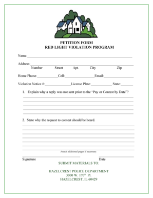 Red Light Violation Petition Form