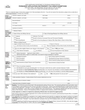 New Hampshire Property Tax Credit/Exemption Application