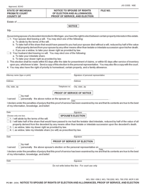 Michigan Notice to Spouse of Rights