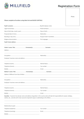 UK School Registration Form