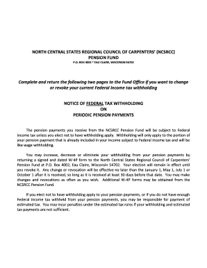 Federal Tax Withholding Notice for Pension Payments