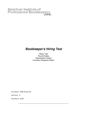 Bookkeeper's Hiring Test Form 8