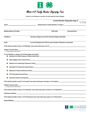 Illinois 4-H Family Member Biography Form