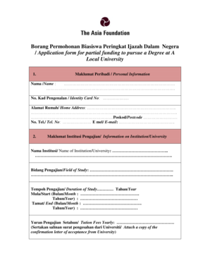 Malaysia University Scholarship Application Form